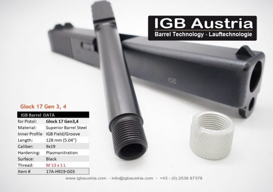 IGB Threaded Barrel M 13 x 1 L  17 Gen 3,4