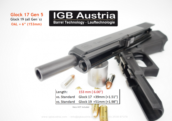 6" IGB Glock 17 Gen5 / Glock 19  Barrel