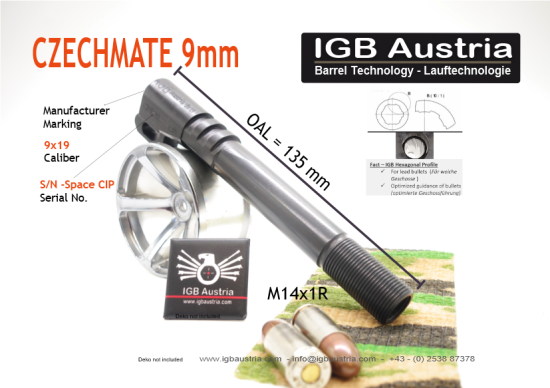 IGB Barrel CZECHMATE - original threading M14x1R for CZ Komp