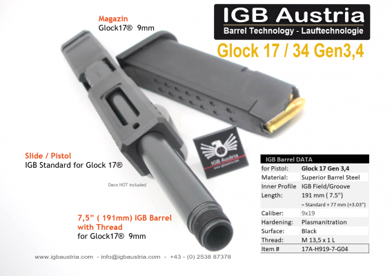 GLOCK 17, Glock 34, 7,5" IGB Lauf