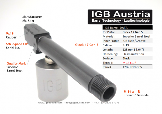 Glock 17 Gen5 Gewindelauf M14x1R
