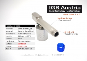 Glock26 IGB Barrel M13,5x1L Sandblast
